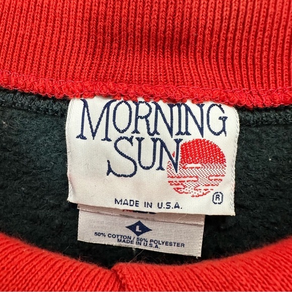 Vintage Red Cardinal Grandma Collared Green Sweatshirt Size Large Birding Winter - Picture 3 of 5